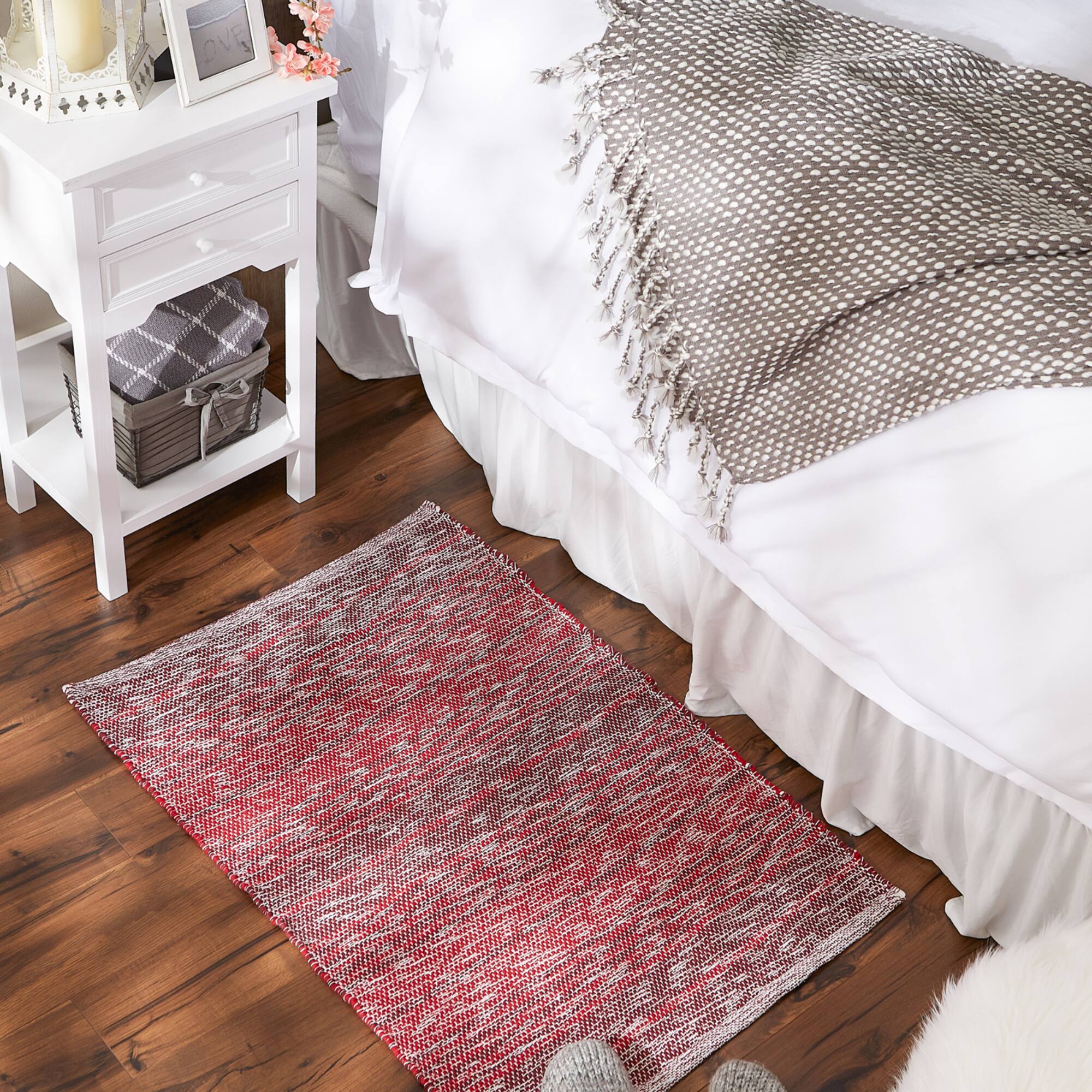 DII® Variegated Stripe Handwoven Recycled Yarn Rug